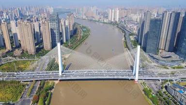 4K城市交通_湖北武汉月湖桥交通航拍